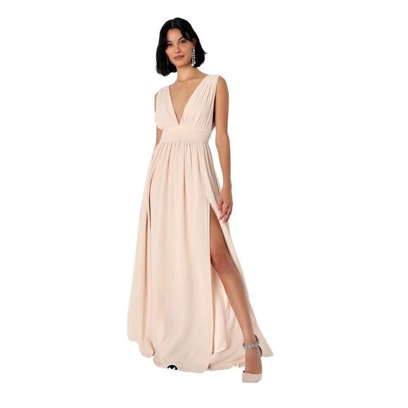 LULUS Heavenly Hues Cream Maxi Dress NWT - Picture 1 of 8
